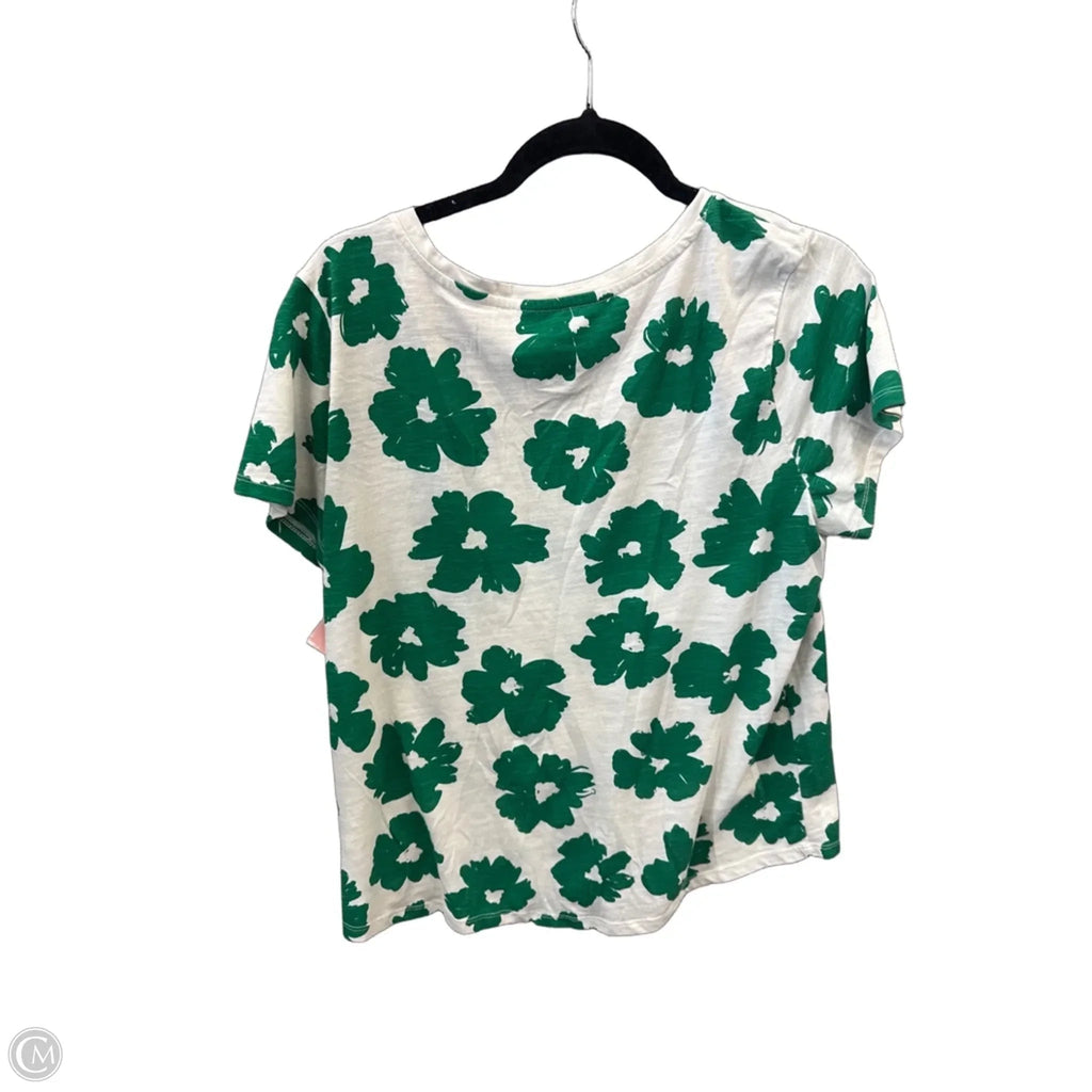 Top Short Sleeve By Sonoma In Cream & Green, Size: L