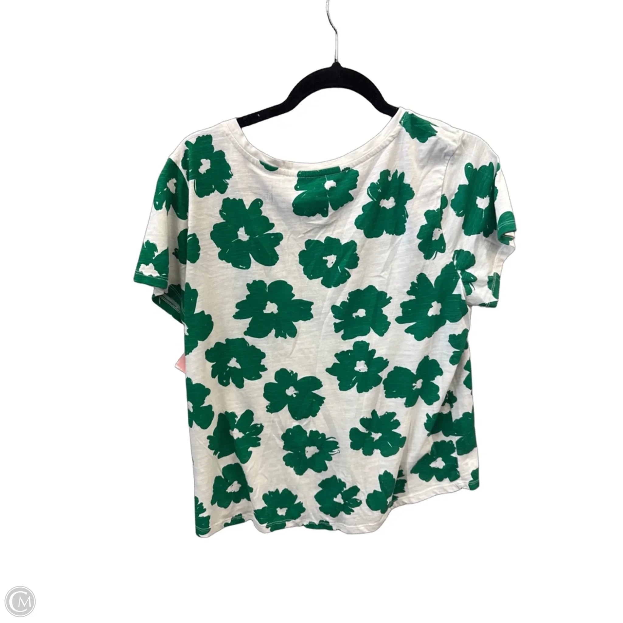 Top Short Sleeve By Sonoma In Cream & Green, Size: L