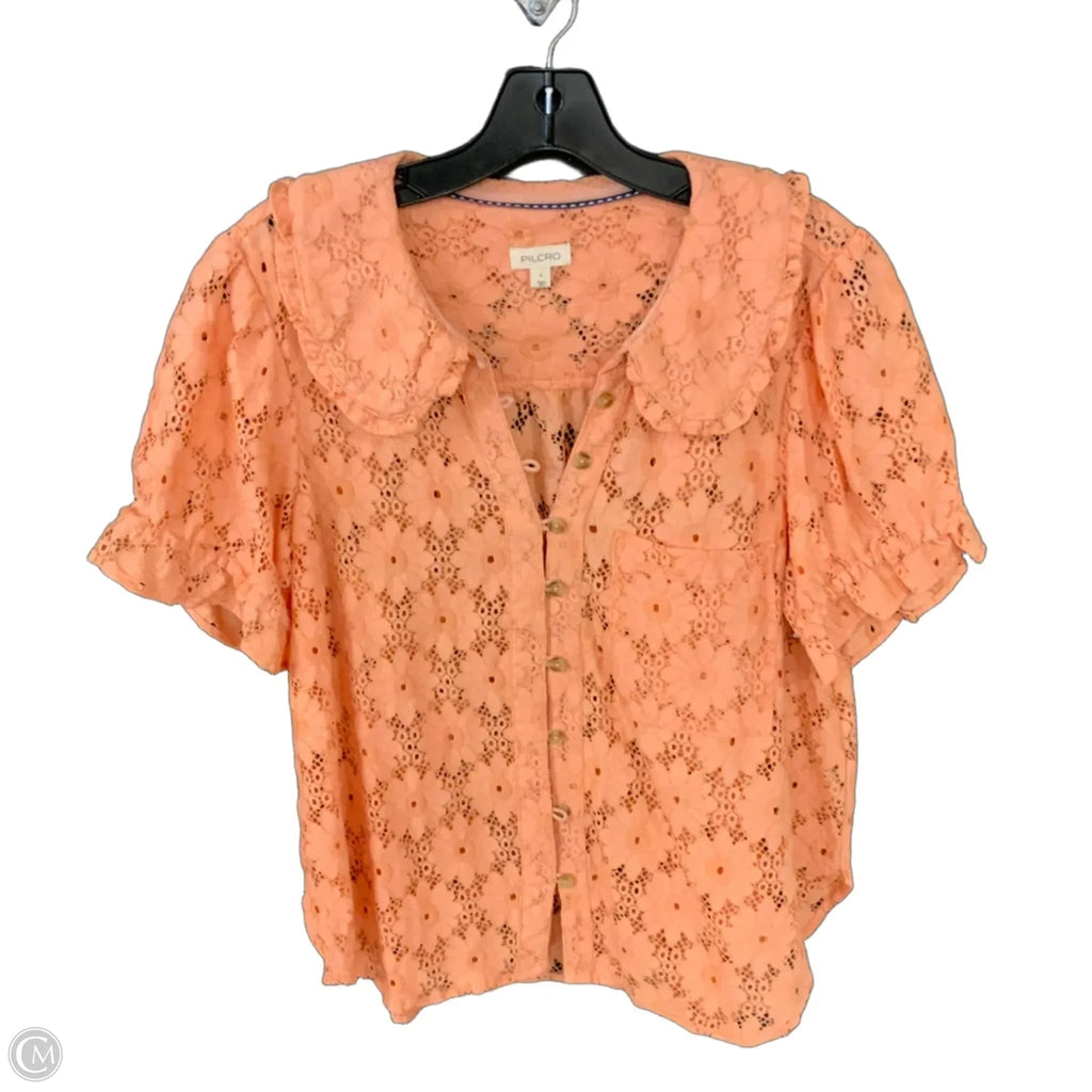 Blouse Short Sleeve By Pilcro In Peach, Size: L
