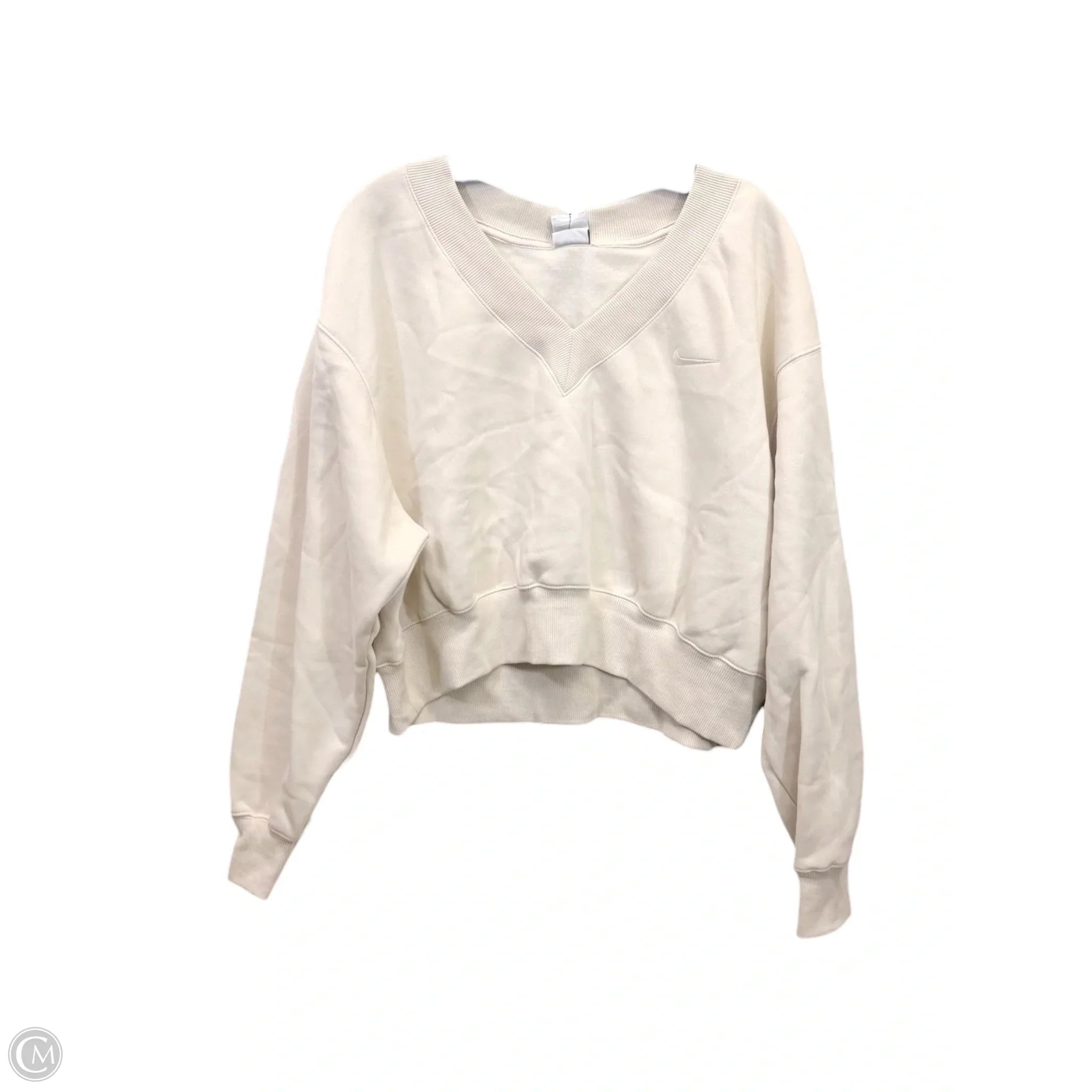 Athletic Sweatshirt Crewneck By Nike In Cream, Size: L