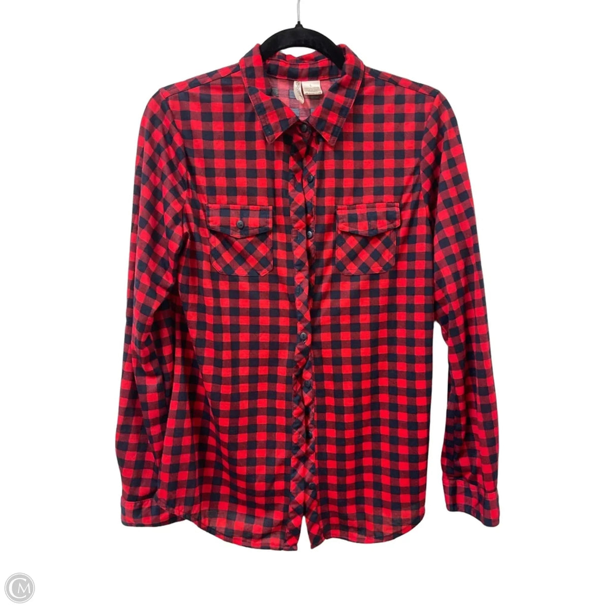 Blouse Long Sleeve By Passport In Blue & Red, Size: L