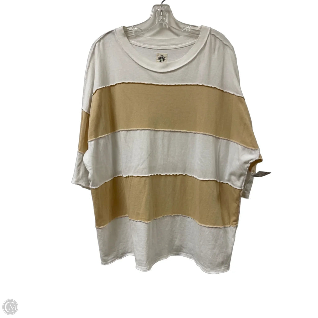 Top 3/4 Sleeve By We The Free In Tan & White, Size: M