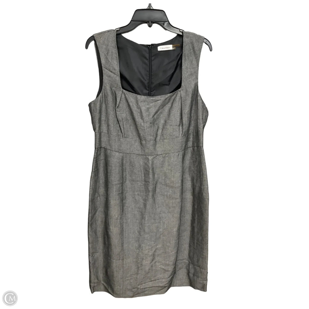Dress Casual Midi By Calvin Klein In Grey, Size: L