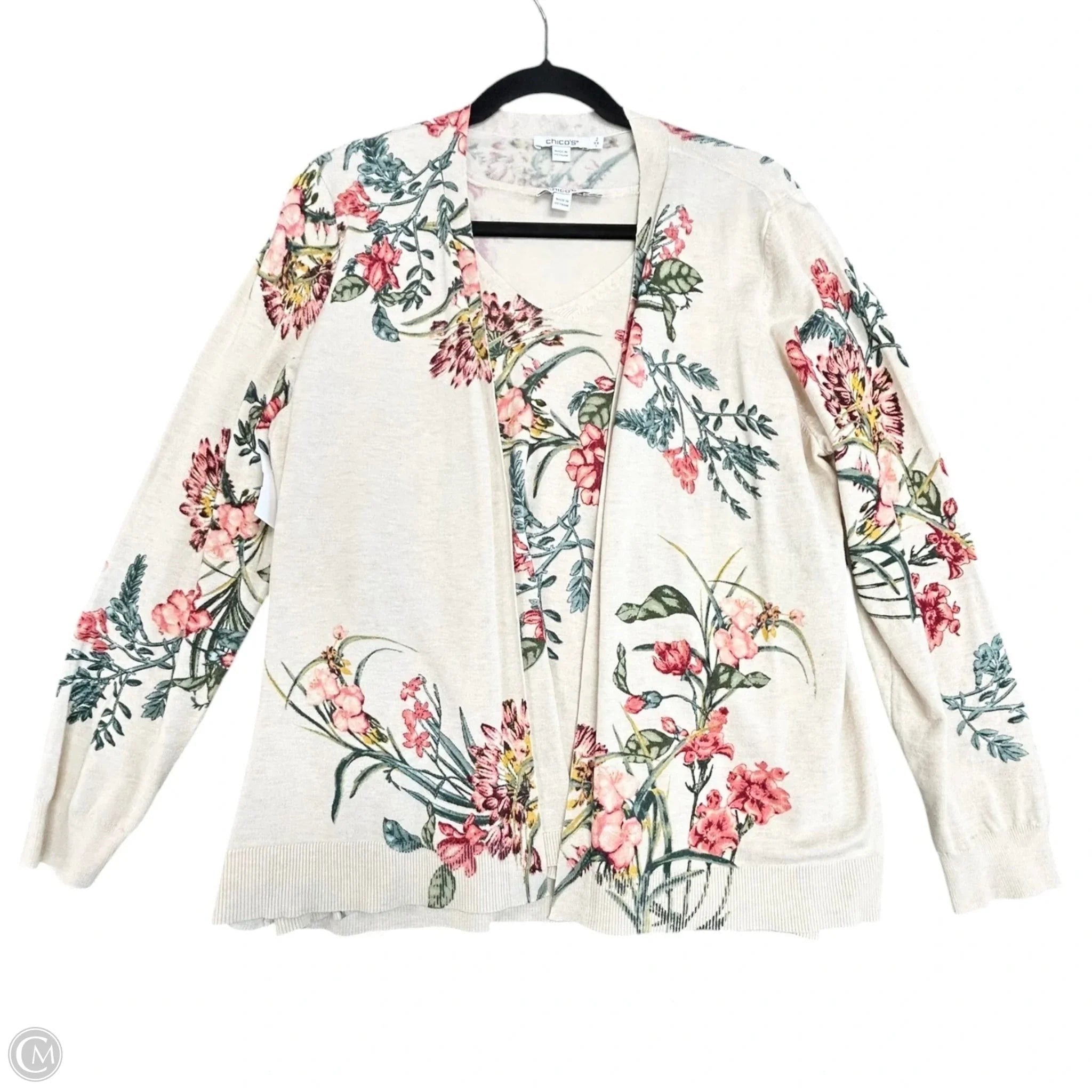 Sweater 2pc By Chicos In Floral Print, Size: L