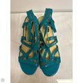 Sandals Heels Wedge By Bussola In Teal, Size: 9.5