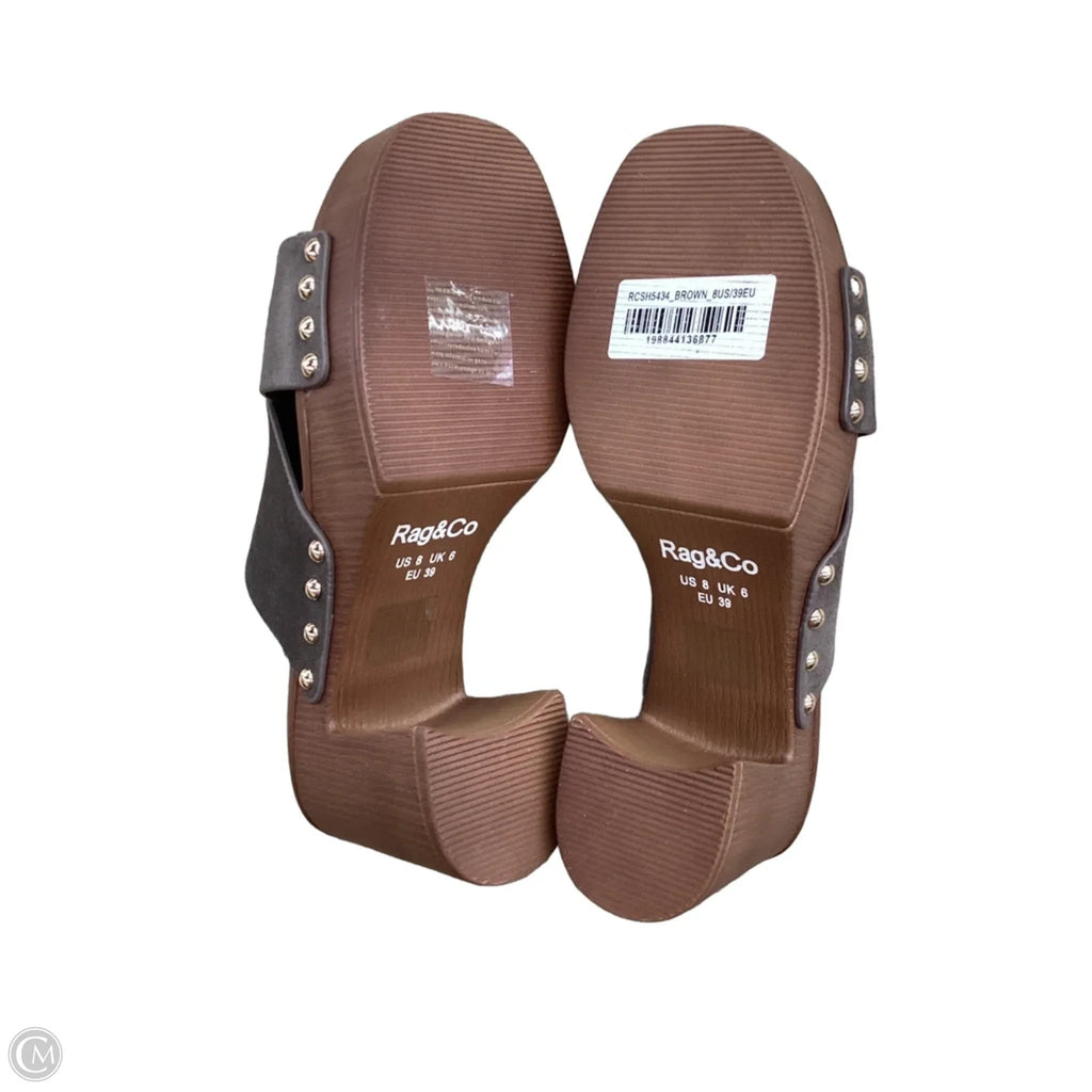 Sandals Heels Block By Clothes Mentor In Brown, Size: 8