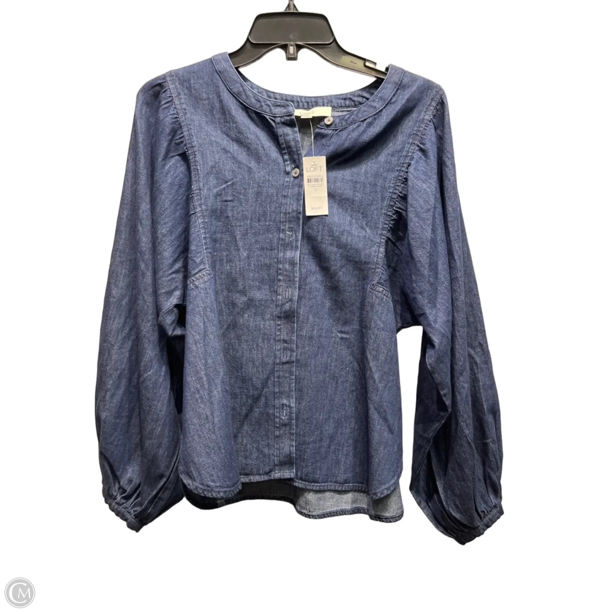 Top Long Sleeve By Loft In Blue Denim, Size: S