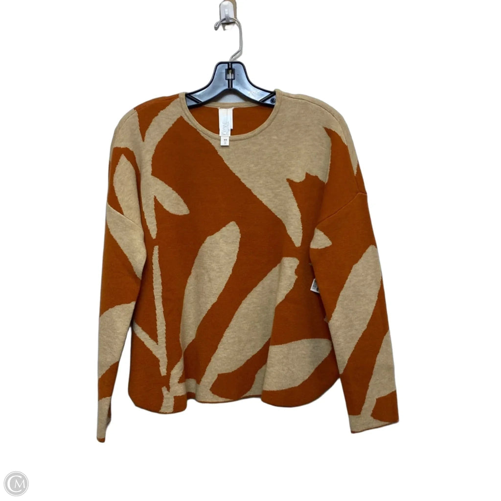 Sweater By Wynne Collection In Orange & Tan, Size: Xs