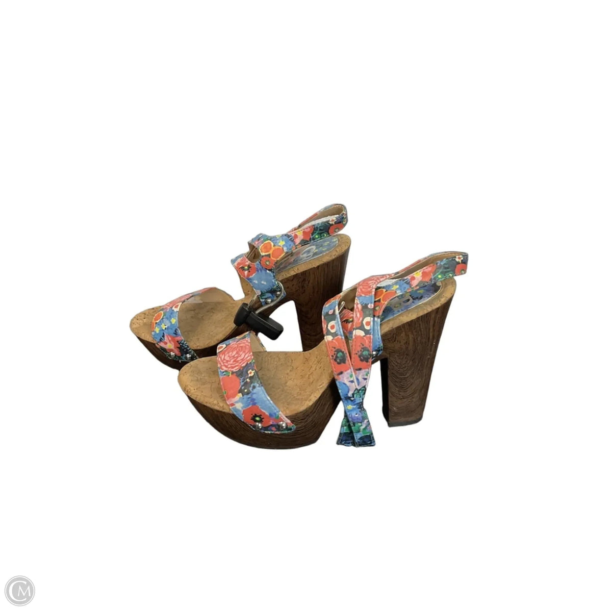 Sandals Heels Block By Gianni Bini In Floral Print, Size: 7