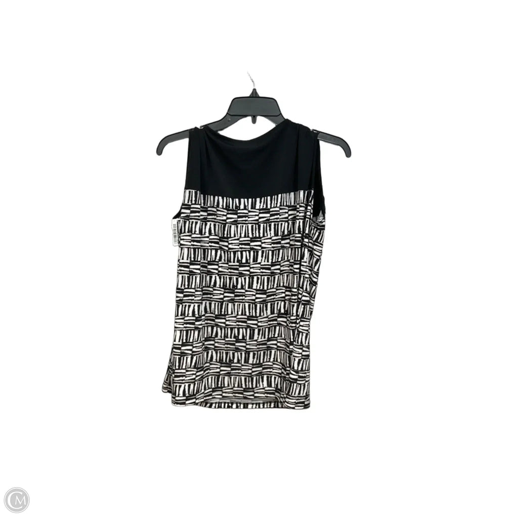 Top Sleeveless By Calvin Klein In Black & White, Size: L