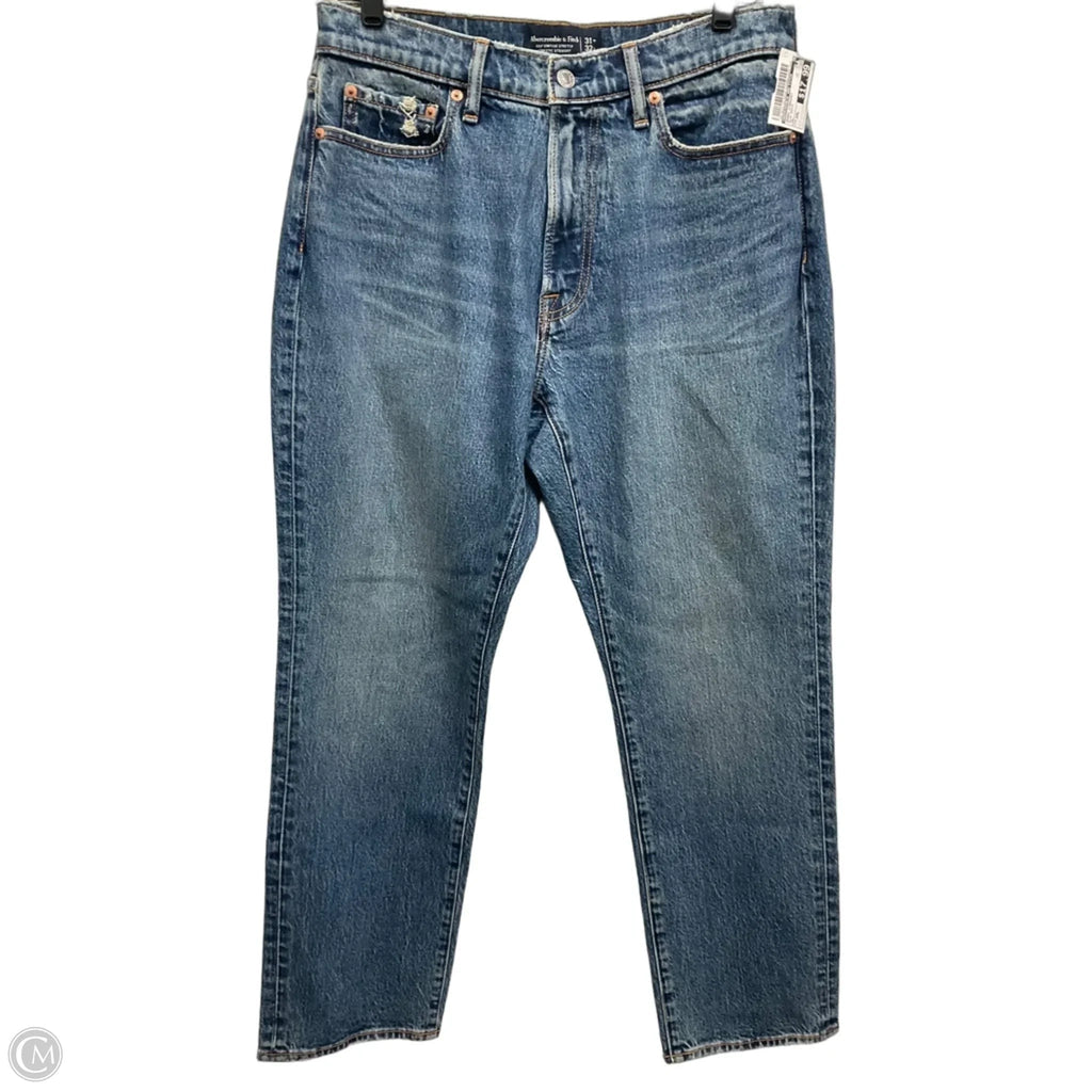 Jeans Straight By Abercrombie And Fitch In Blue Denim, Size: 10l