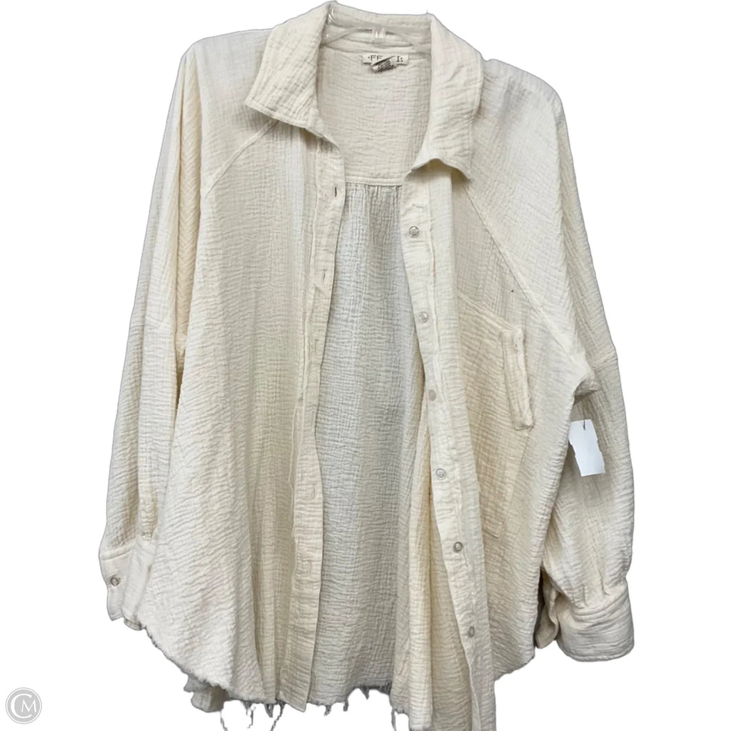 Top Long Sleeve By Clothes Mentor In Cream, Size: 1x