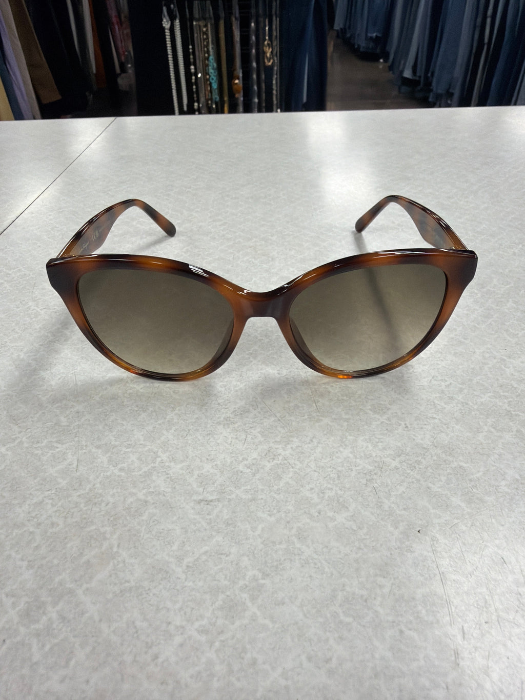 Sunglasses Luxury Designer By Ferragamo In Tortoise Shell Print, Size: