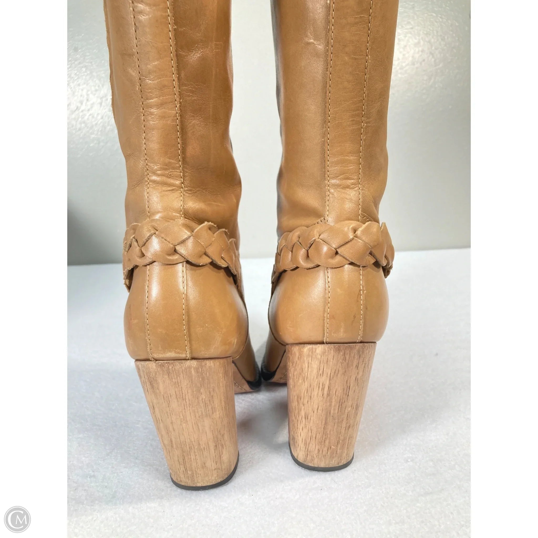 Boots Mid-calf Heels By Clothes Mentor In Tan, Size: 7.5