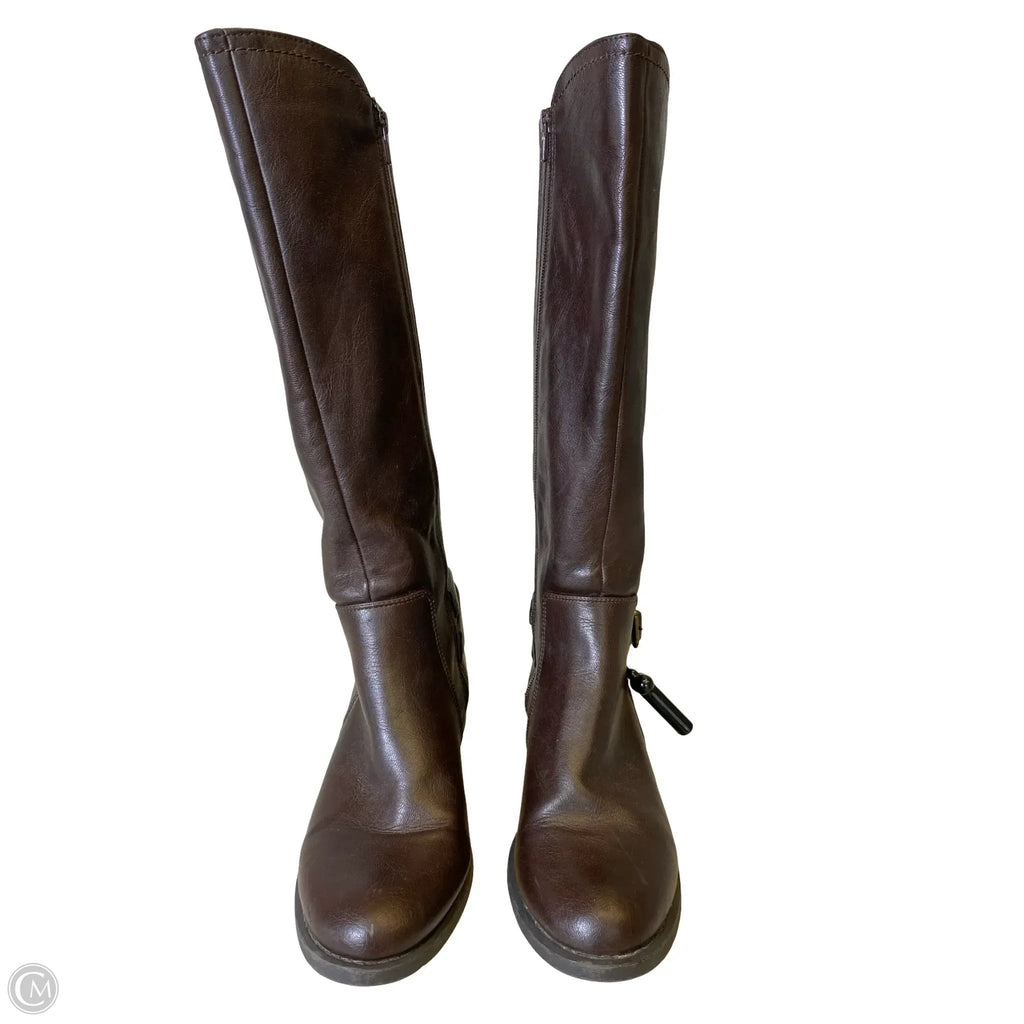 Boots Knee Flats By Nine West In Brown, Size: 10