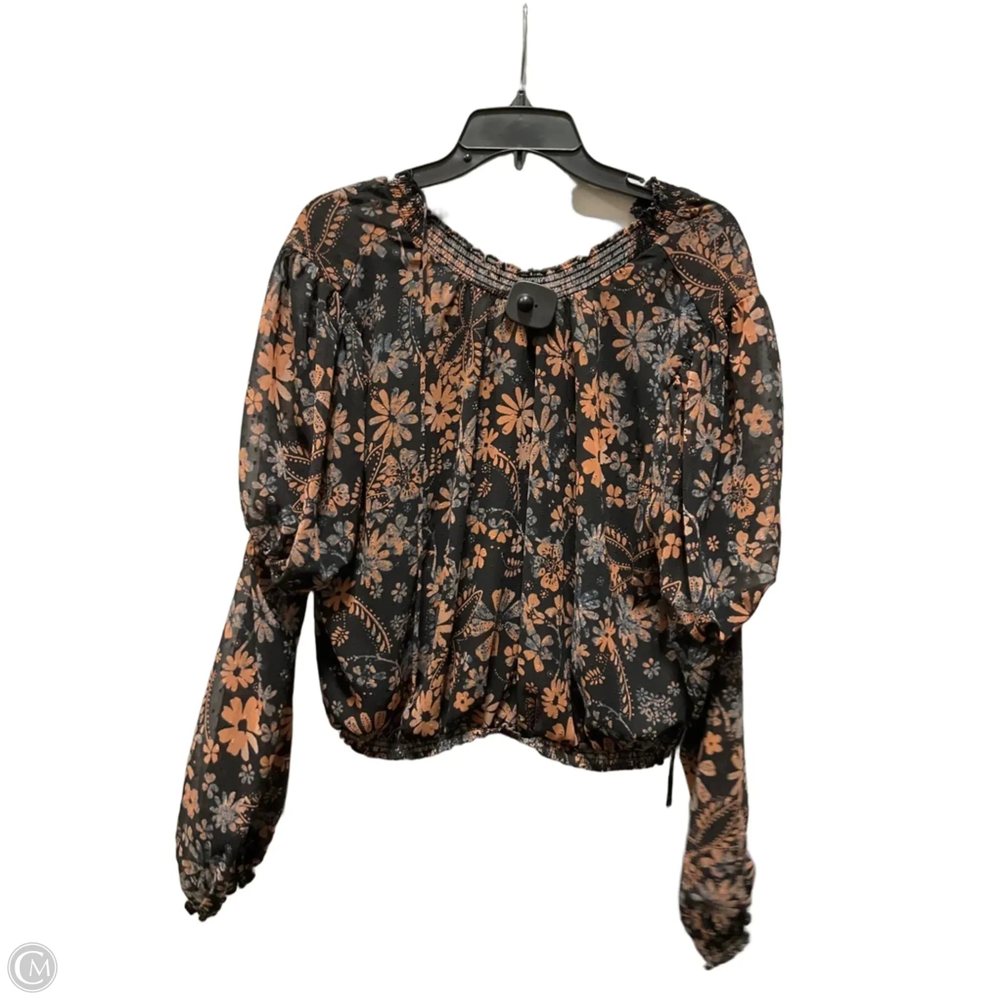 Top Long Sleeve By Free People In Black & Brown, Size: M