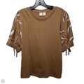 Embroidered Sleeve Top Short Sleeve By Joie In Brown, Size: L