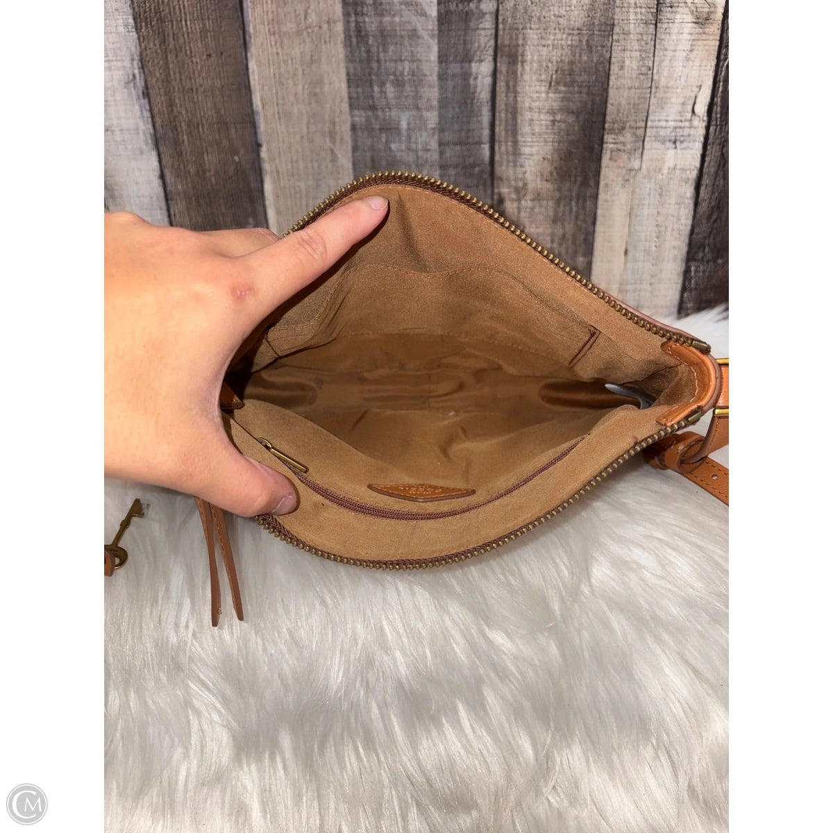 Crossbody Leather By Fossil, Size: Medium
