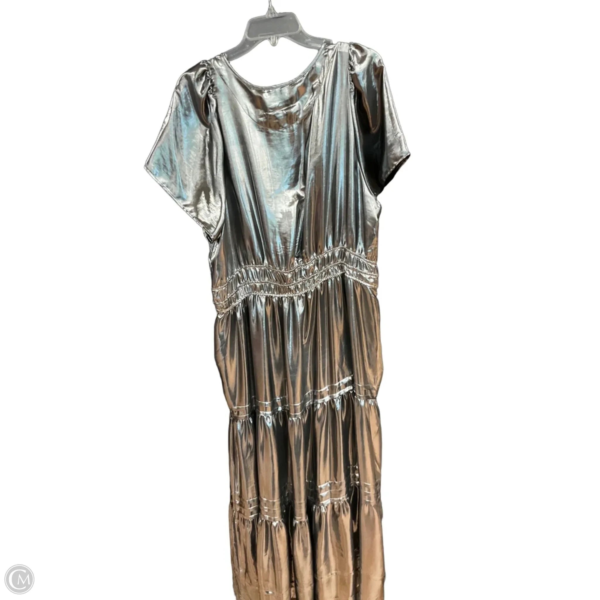 Dress Party Long By Anthropologie In Silver, Size: 1x