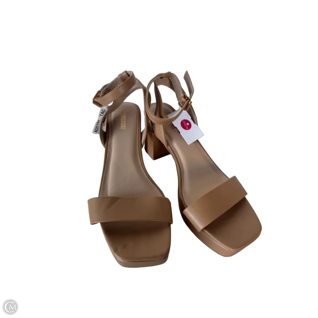 Sandals Heels Block By Cushionaire In Tan, Size: 9