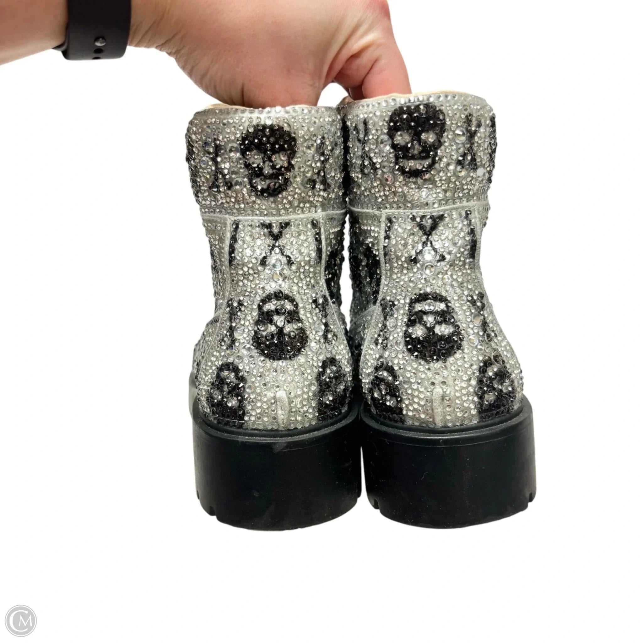Boots Combat By Betsey Johnson In Black & Silver, Size: 11