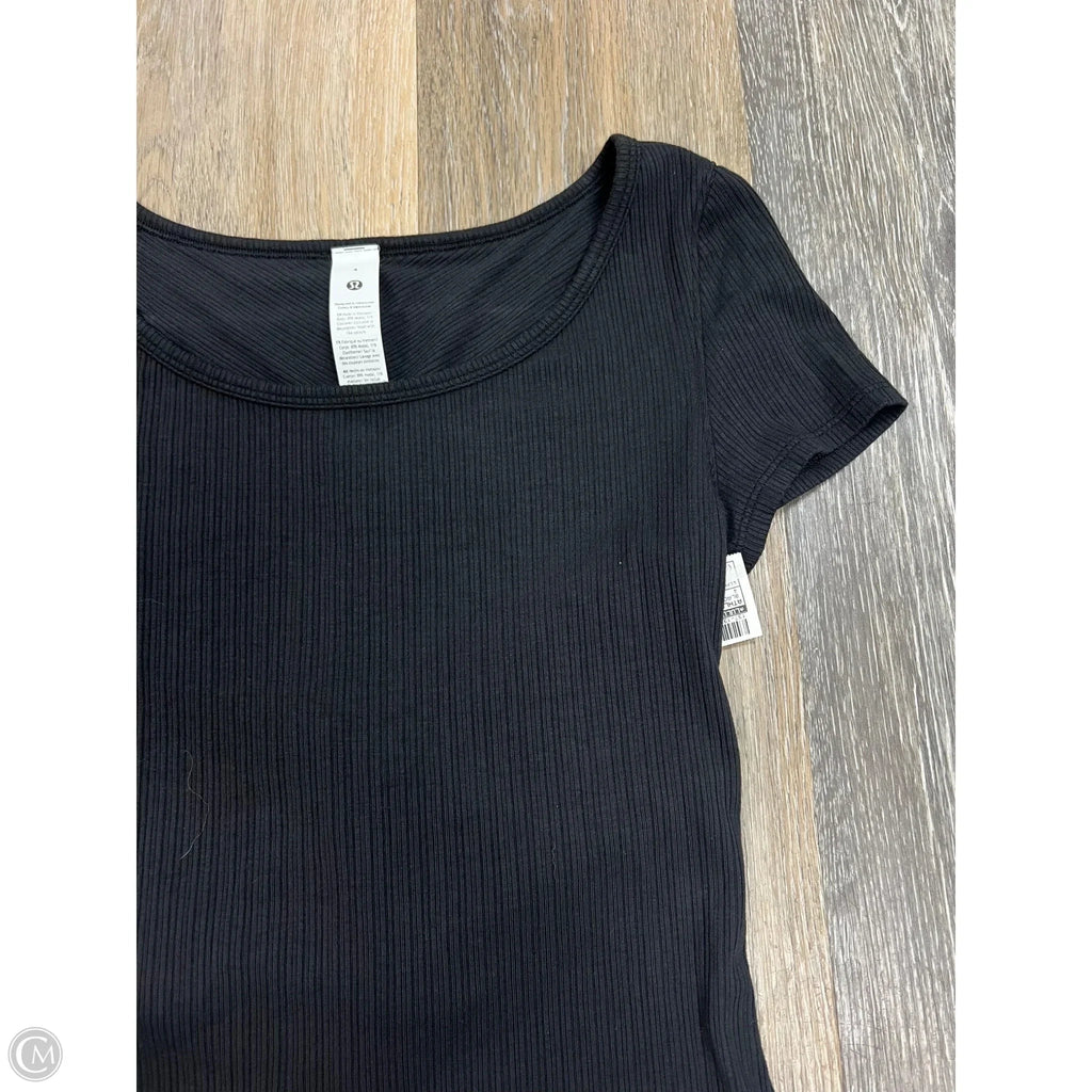 Athletic Top Short Sleeve By Lululemon In Black, Size: 4