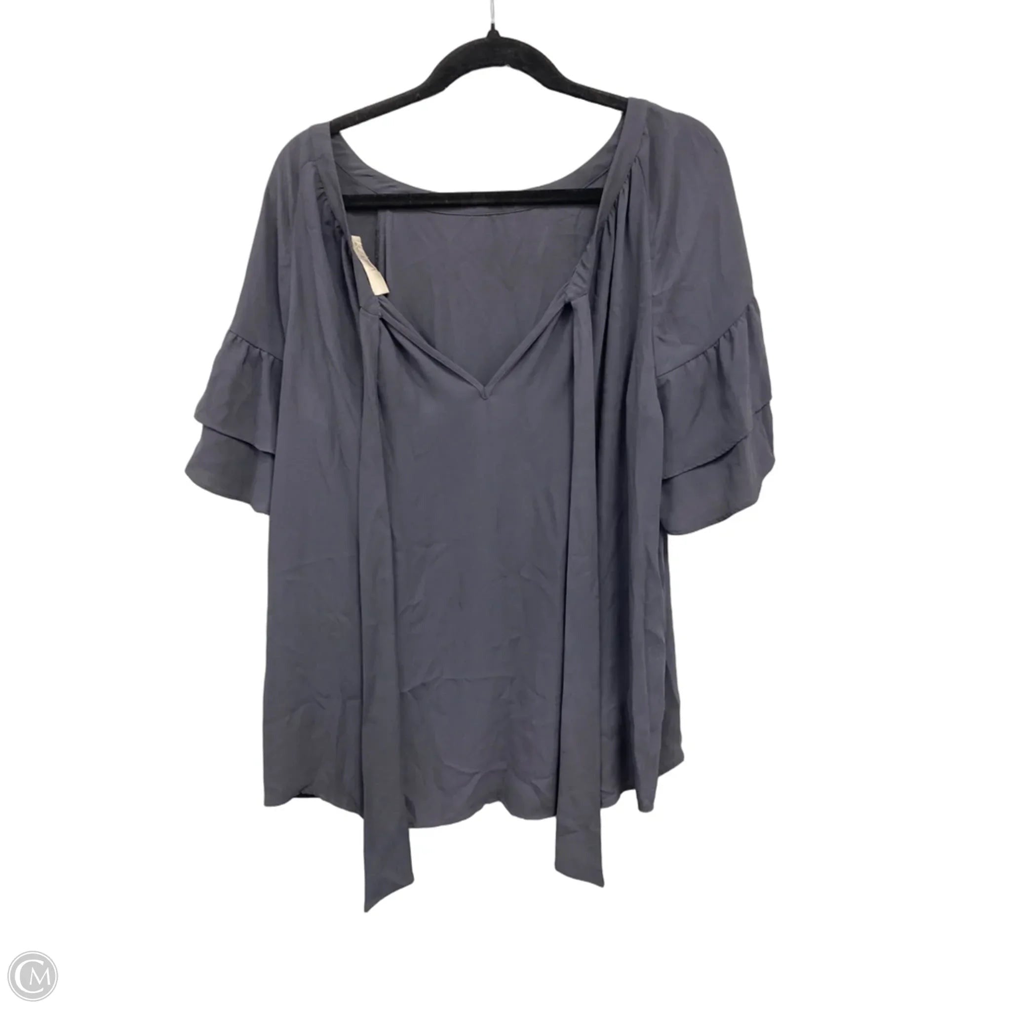 Blouse Short Sleeve By Loft In Grey, Size: L