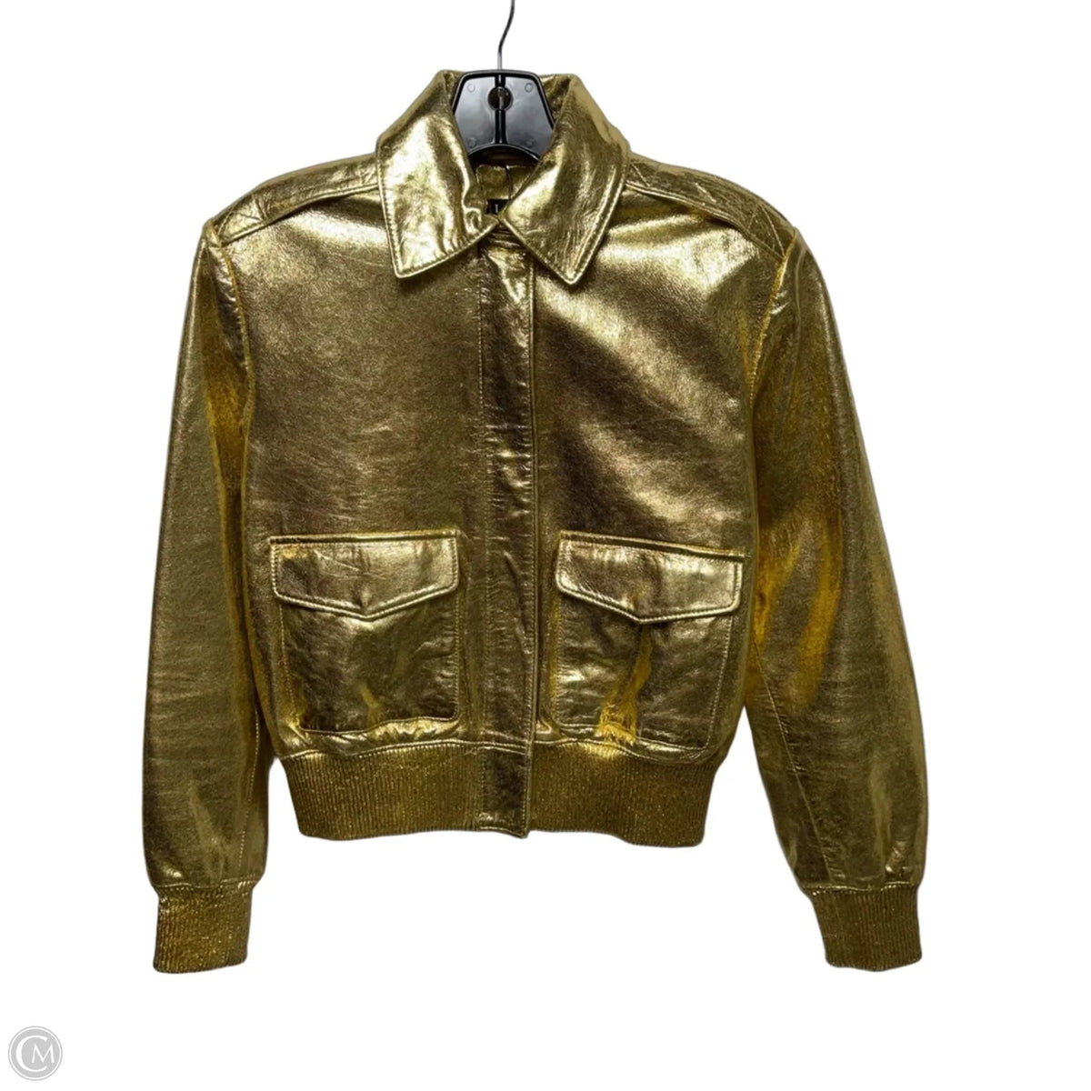 Lamb Leather Jacket By Ralph Lauren Black Label In Gold, Size: Sp