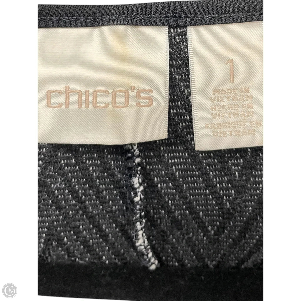 Top Long Sleeve By Chicos In Black & Cream, Size: M
