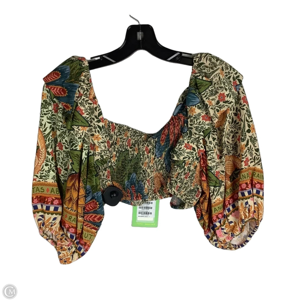 Top Long Sleeve Designer By Farm Rio In Green, Size: S