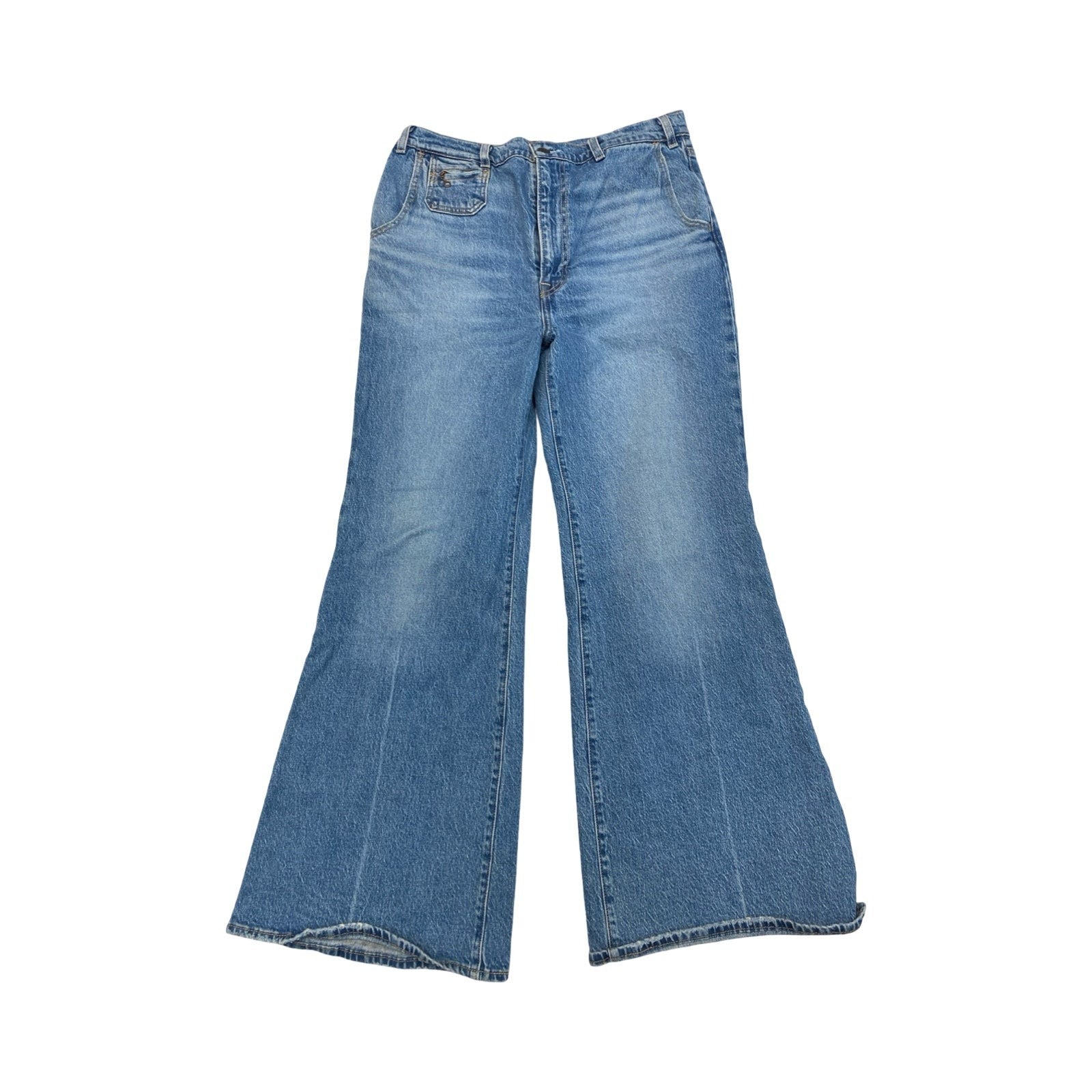 Jeans Wide Leg By Levis In Blue Denim, Size:12