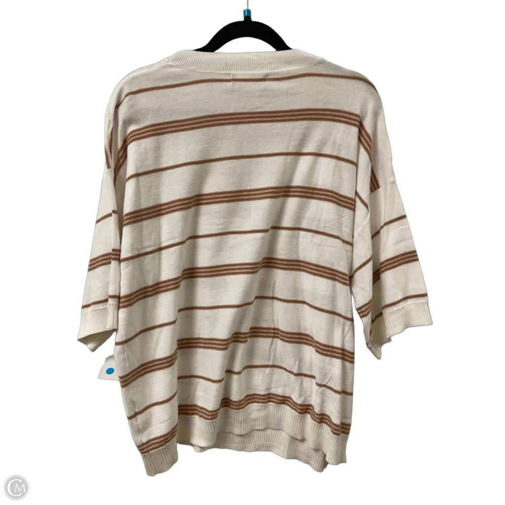 Sweater Short Sleeve By Dokotoo In Tan & White, Size: Xl