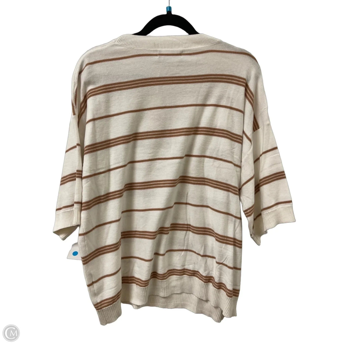 Sweater Short Sleeve By Dokotoo In Tan & White, Size: Xl