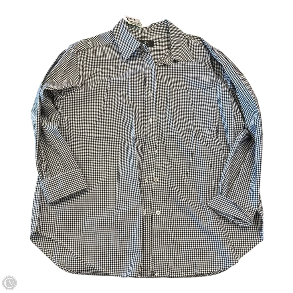 Top Long Sleeve By 7 For All Mankind In Checkered Pattern, Size: M
