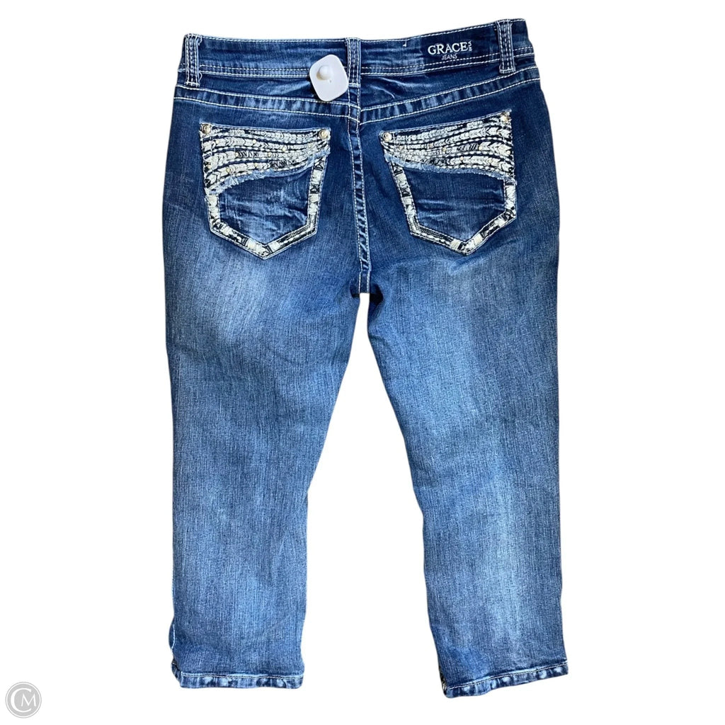 Capris By Grace In Blue Denim, Size: 8