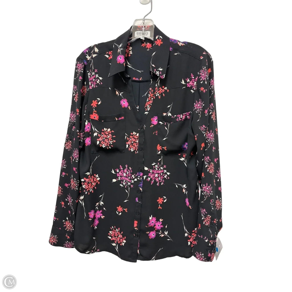 Blouse Long Sleeve By Express In Floral Print, Size: L