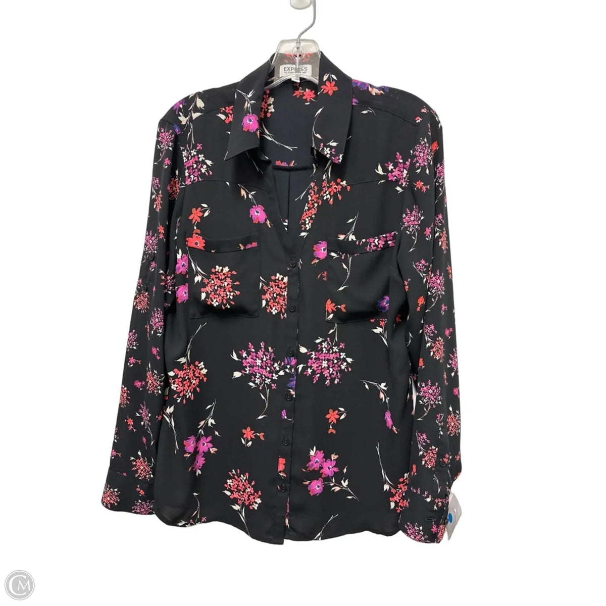 Blouse Long Sleeve By Express In Floral Print, Size: L