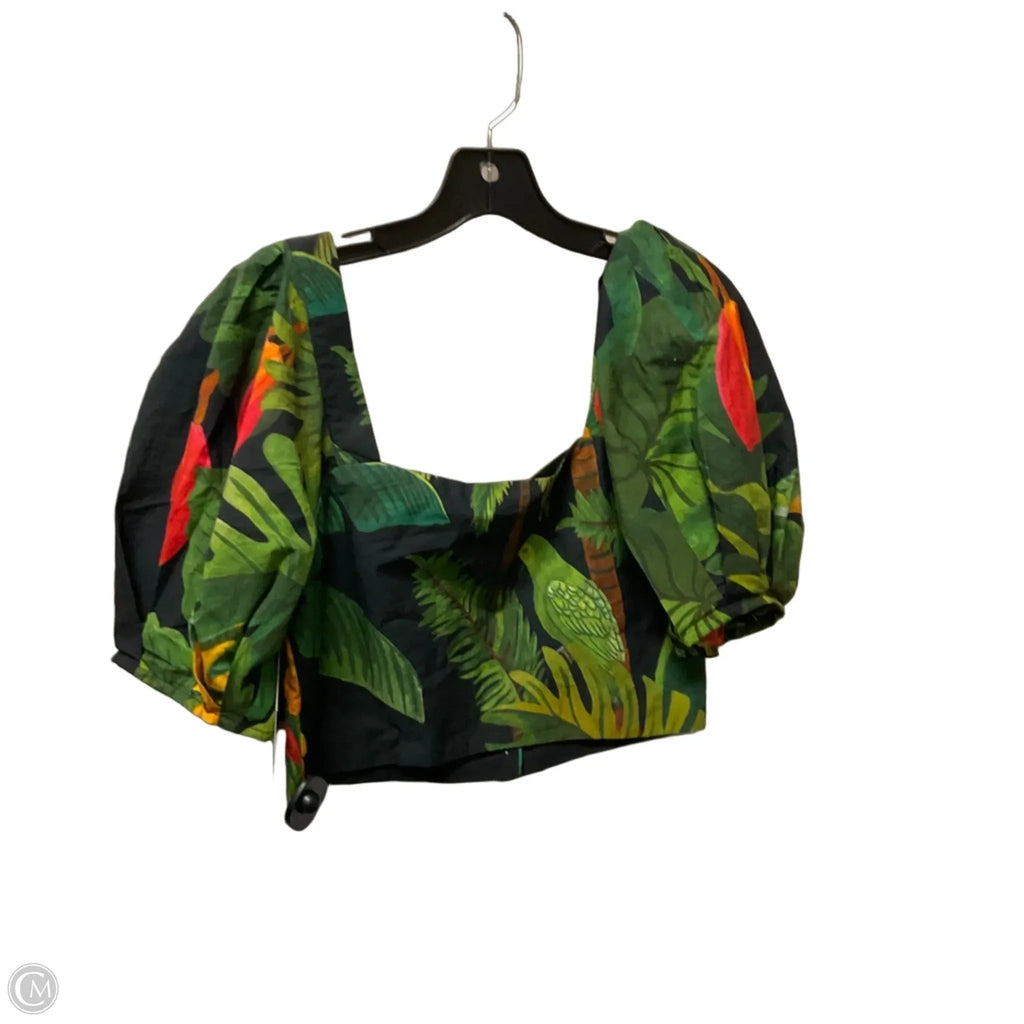 Top Short Sleeve Designer By Farm Rio In Green, Size: M