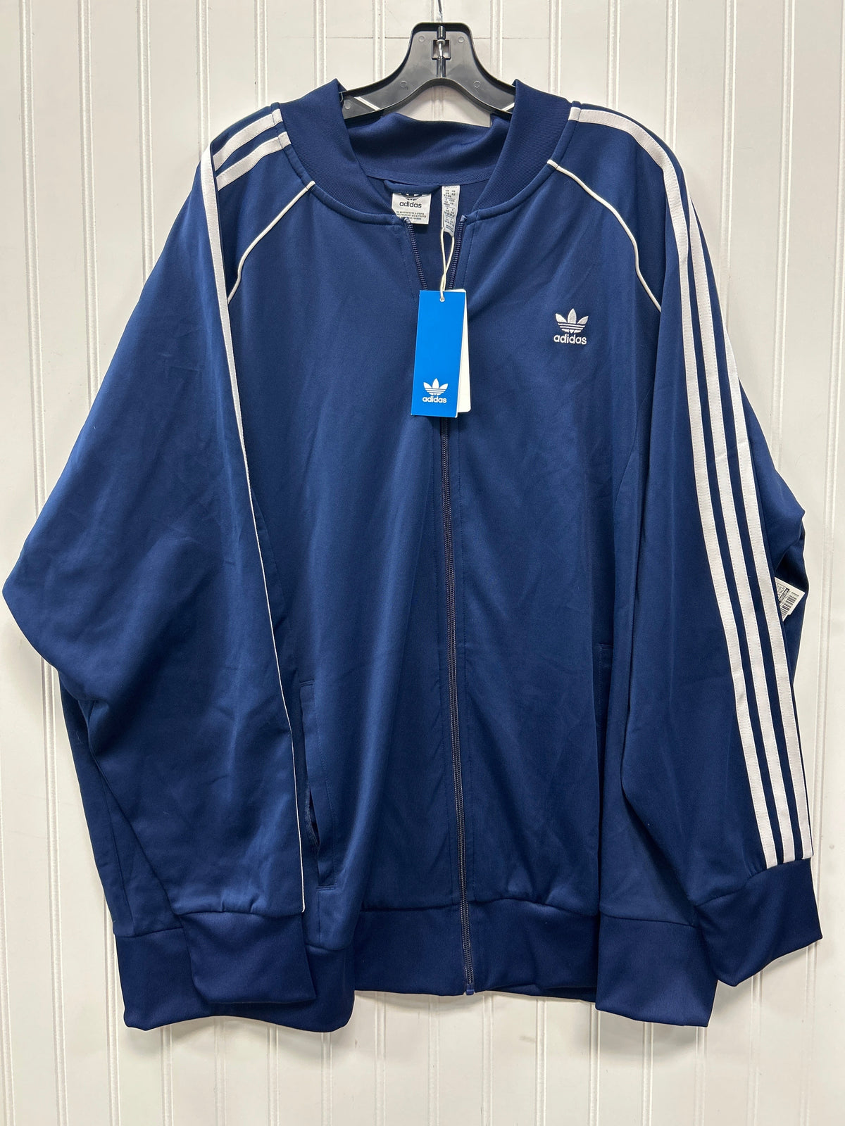 Athletic Jacket By Adidas In Navy, Size:4X NWT