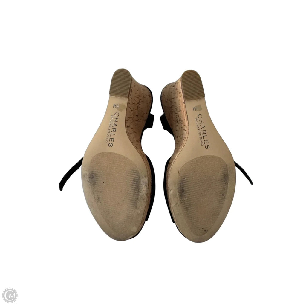 Sandals Heels Wedge By Charles By Charles David In Black & Tan, Size: 6