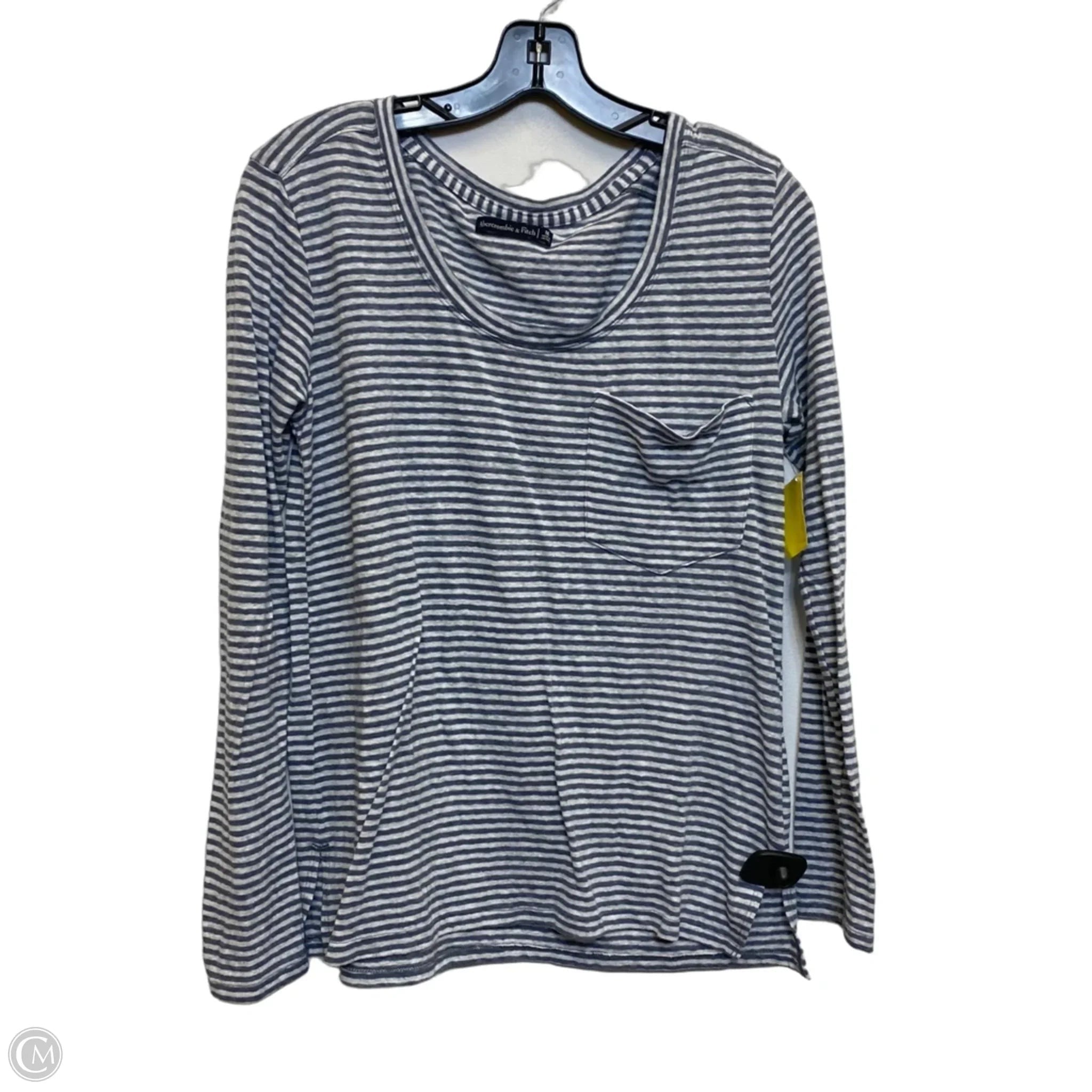 Top Long Sleeve By Abercrombie And Fitch In Grey & White, Size: M