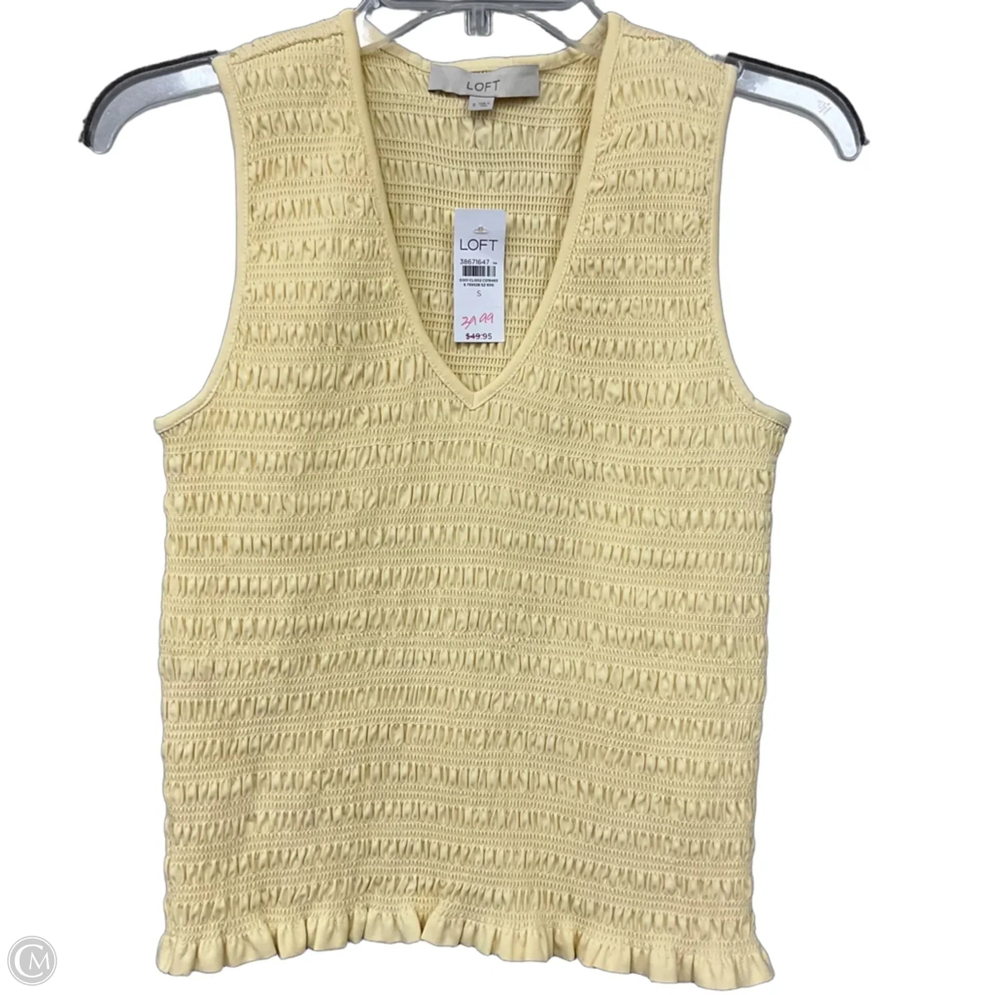 Blouse Sleeveless By Loft In Yellow, Size: S