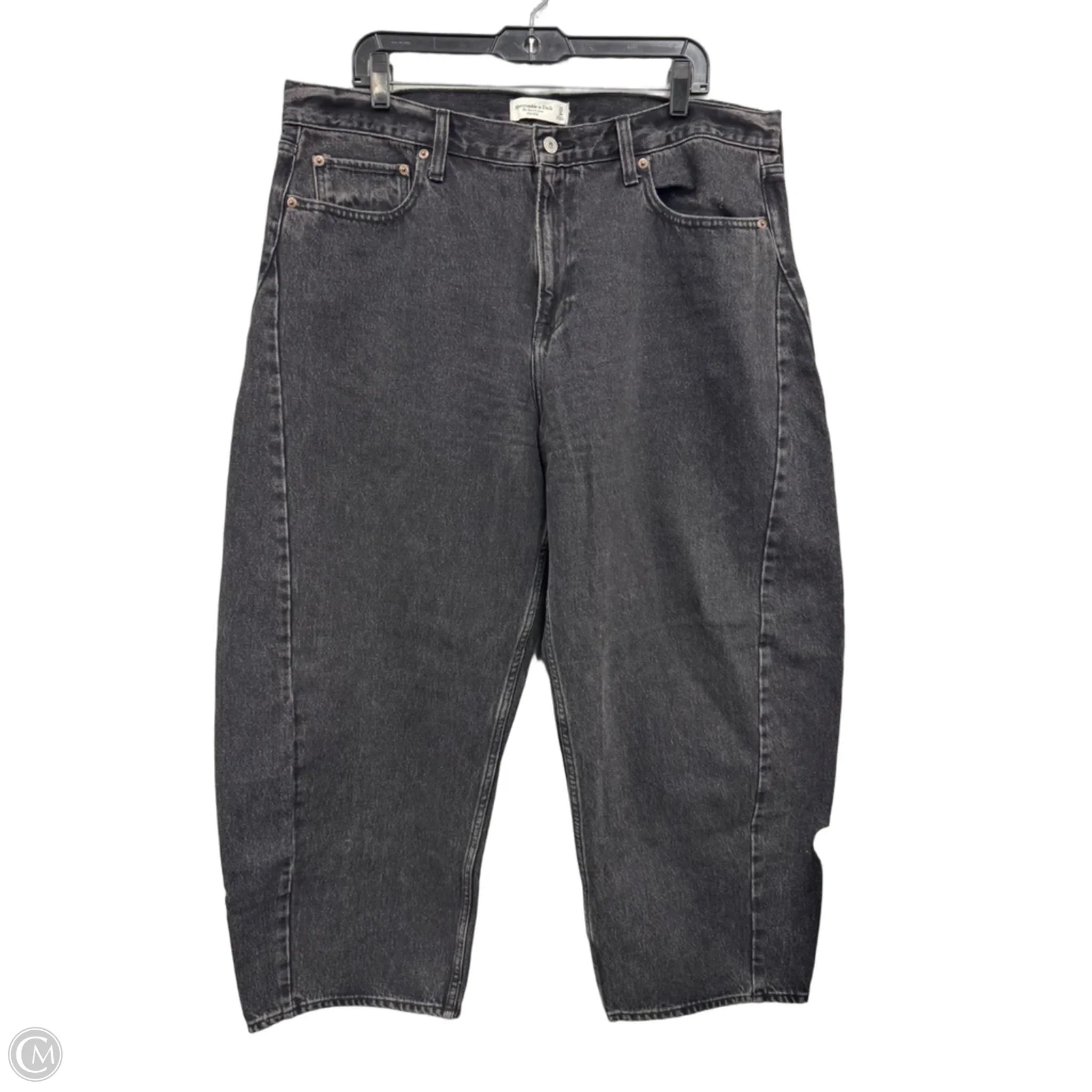 Jeans Straight By Abercrombie And Fitch In Black Denim, Size: 16