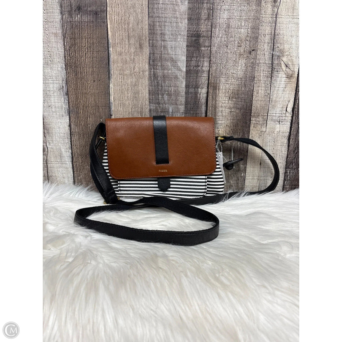 Crossbody Leather By Fossil, Size: Medium