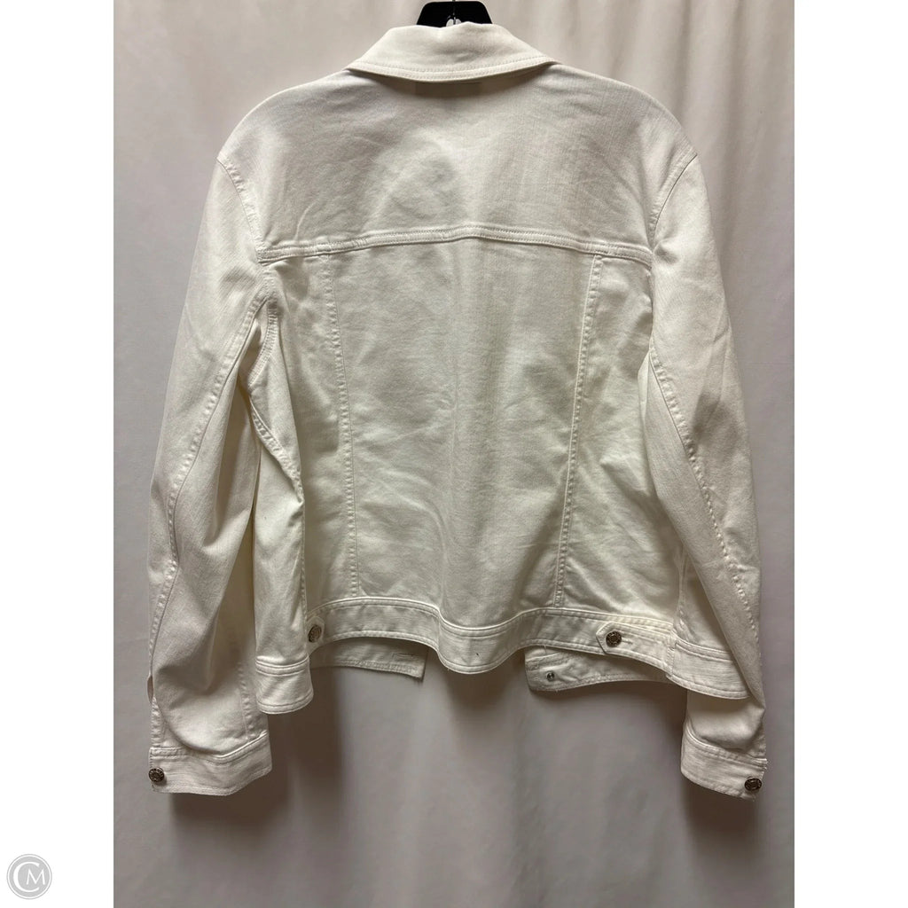 Jacket Denim By Talbots In White Denim, Size: Xl
