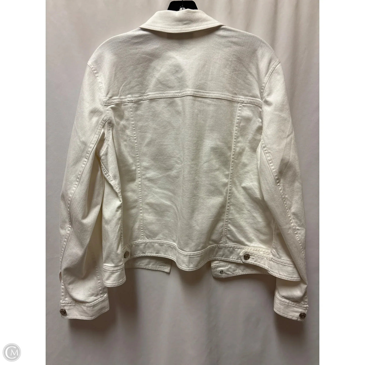 Jacket Denim By Talbots In White Denim, Size: Xl