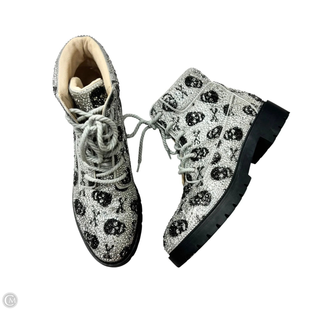 Boots Combat By Betsey Johnson In Black & Silver, Size: 11