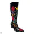 Velvet Embroidered Boots Knee Heels Unbranded In Floral Print, Size: 39