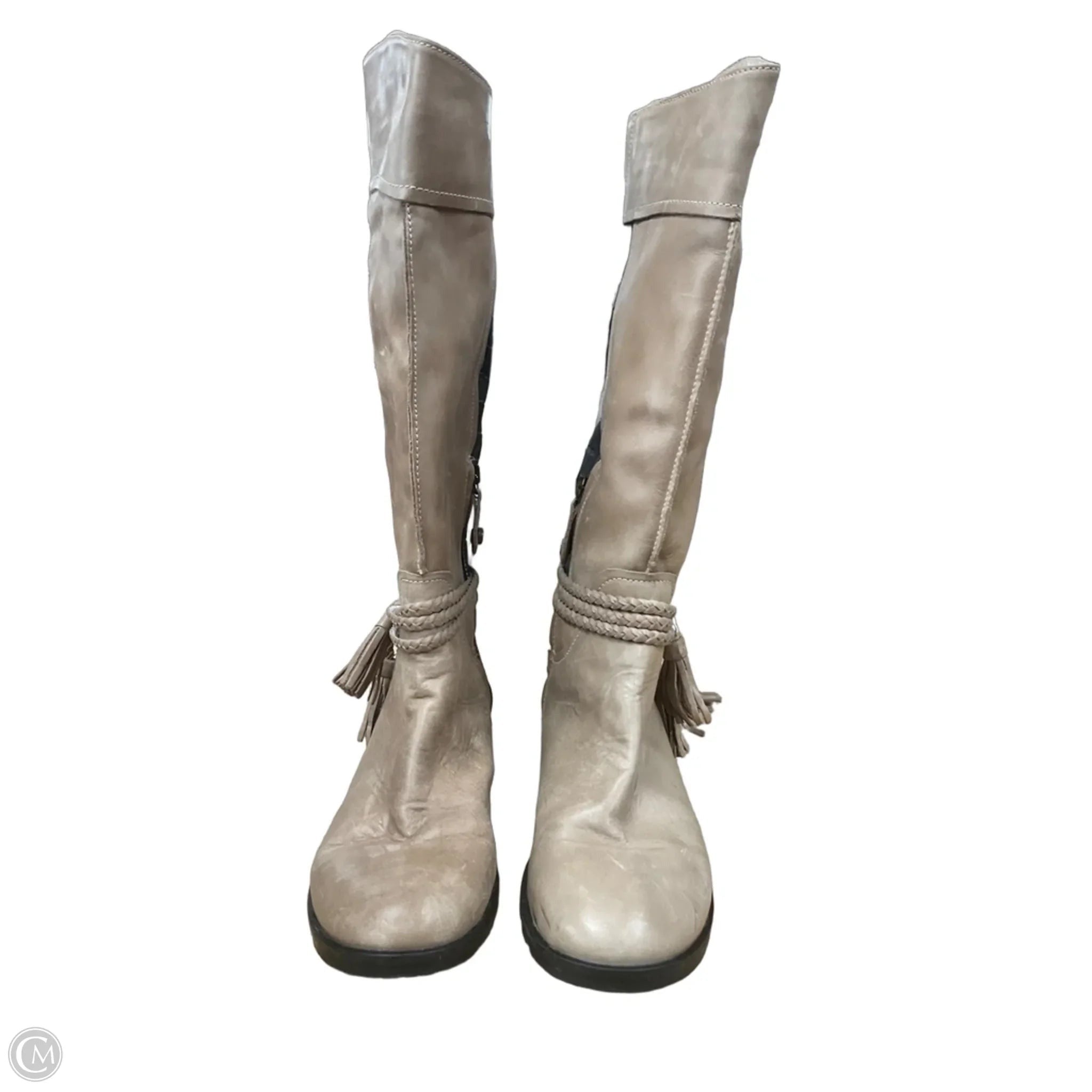 Boots Knee Flats By Clothes Mentor In Brown & Tan, Size: 8.5