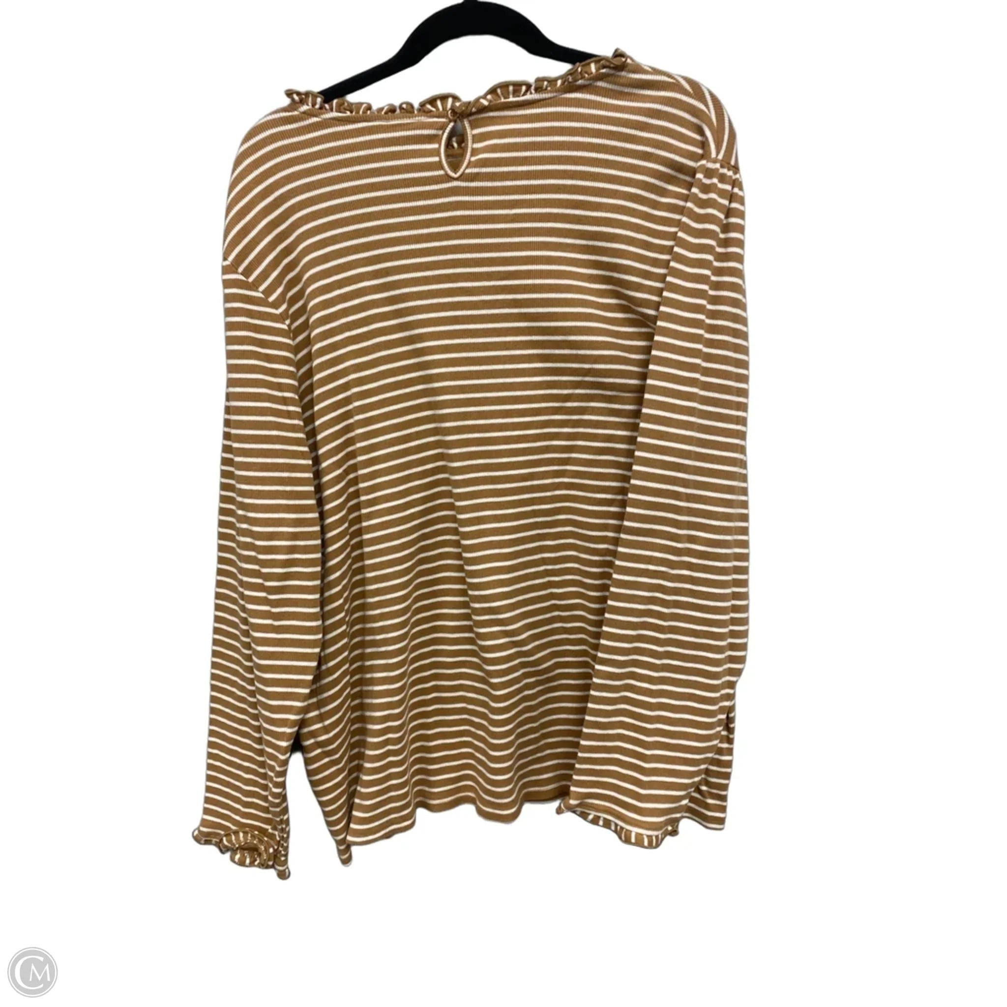 Top Long Sleeve By Croft And Barrow In Cream & Tan, Size: 4x